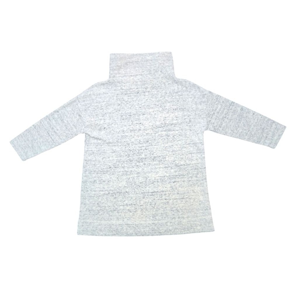 Talbots Fleece Turtleneck Sweater Sweatshirt Heather Gray White Soft Cotton S